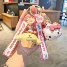 Chaveiro de Pelúcia da Série de Lanches Cinnamoroll do Personagem Kuromi da Sanrio, Pingente de Mochila de Desenho Anima