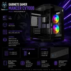 Gabinete Gamer Mancer CV700B, Mini-Tower, Lateral de Vidro, Com 2 Fans, Preto, MCR-CV700B-BK-2F