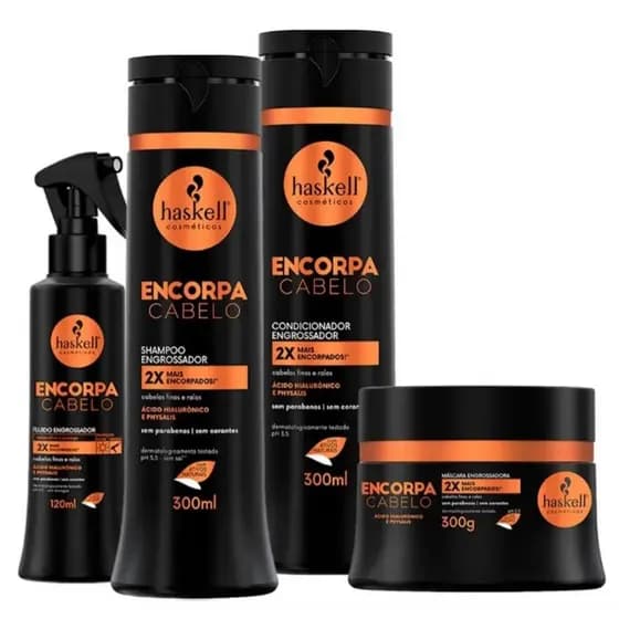 Encorpa Cabelo Haskell - Shampoo + Condicionador + Máscara + Fluido