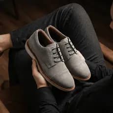 Sapato Masculino Casual em Couro Camurça Cinza Confortável Leve Estilo Social Moderno Solado Antiderrapante