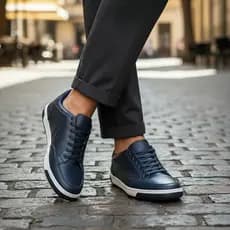 Tênis Masculino Em Couro Confortável Dia a Dia Sapatênis Na Moda