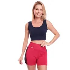 Conjunto Shorts Recorte + Top Alta Sustentação Para Academia
