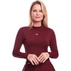Cropped Top Feminino Manga Longa Moda Gringa Blusinha Blusa Gola Alta Academia Crossfit Musculação.