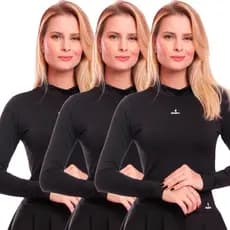 KIT 3 Cropped Top Feminino Manga Longa Moda Gringa
