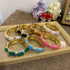 Bracelete Feminino Articulado Esmaltado Varias Cores