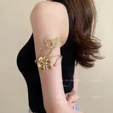 Moda Borboleta Pulseira De Metal Bracelete Dourada para Braço FemininoTemperamento Braçadeira