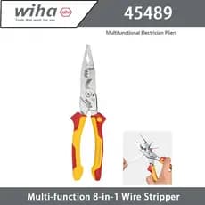 Alicate Eletricista Multifuncional Wiha 45489 8 Em 1 Descascador De Fios VDE 1000V Isolado