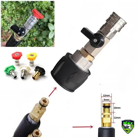 Adaptador De Mangueira Para Lavadora De Pressão 1/4 Conexão Rápida Com Válvula Controlar O Fluxo De Água