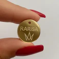 Tag Kit 100 Etiqueta Acrílico Espelhado Personalizada Nome Recorte Marca Laser Furos