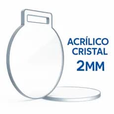 Kit Medalha Acrilico 7CM Redonda Cristal Transparente 2MM