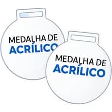 Kit Medalha Acrilico Cristal Redonda 2mm  7Cm Transparente