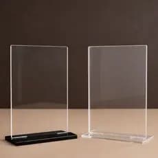 Kit Troféu Acrílico Cristal 2mm com Base Preta e Transparente para Personalização