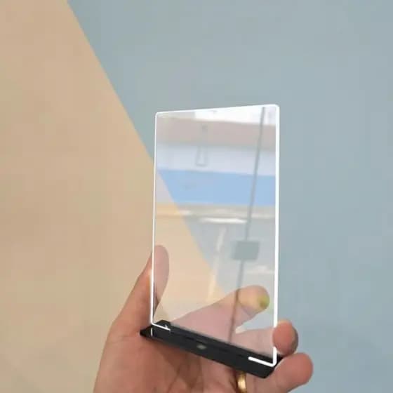 Kit 50 Troféu Acrílico 10x15 2mm Base Preta e Transparente para Personalização