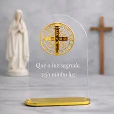 Crucifixo Cruz São Bento em Acrílico Personalizado Sagrada