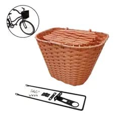 KIT Cesta C/ Tampa Marrom Bike Bicicleta Plástico Aro 26 Retro