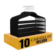 Kit 10 Unidades Cabides Roupa Triplo Veludo Reforçado Multicamadas Calças Saias 4 Divisórias Preto