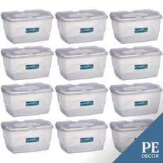 Kit Caixas Organizadoras 20L com Travas Laterais, Plástico Resistente, Empilhável, Brinquedos
