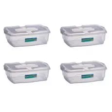 Kit 4 Caixas Organizadoras 12L com Tampa  Plástico Transparente Reforçado p/ Brinquedos e Roupas