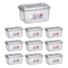 Kit 10 Caixas Organizadoras 3L Transparente Tampa com Trava Multiuso Brinquedos Cabos Livro