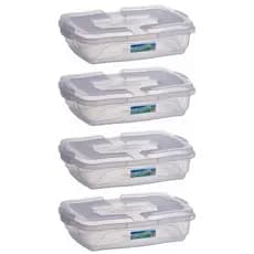 Kit 4 Caixas 6L com Tampa e Trava Plástico Reforçado Organização de Cozinha, Escritório e Quarto