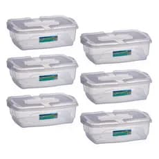 Kit Caixas Organizadoras 12L Plástico Transparentes com Tampa Para Roupas Brinquedos Sapatos