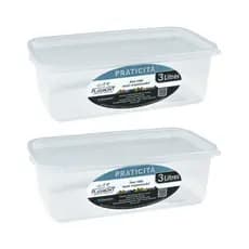 Kit 2 Potes Herméticos 3L C/ Tampa – Marmita Jumbo Freezer Geladeira Cozinha Organizada Alimentos