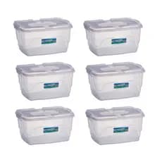 Kit 6 Caixas Container Organizadoras 20L Transparente de Plástico Para Brinquedos Livros Fotos Sapatos