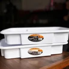 Kit 10 Bandejas Plástico 6 Litros Empilhável Para Armazenar Carnes Salgados Alimentos Cozinha