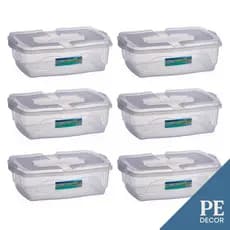 Kit com 6 Caixas de 12 Litros Transparente Plástico Durável p/ Organização Doméstica