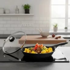 Black Friday Frigideira Antiaderente Titânio 28cm Grande Com Tampa De Vidro