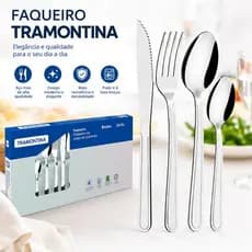 Kit Conjunto Jogo Faqueiro Tramontina Talheres 24 Peças Búzios Original Aço Inox Com Nota Fiscal