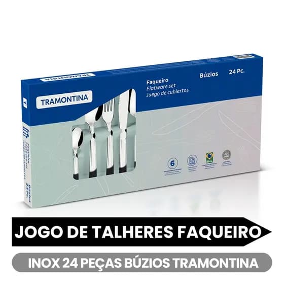 Jogo de Talheres Inox Tramontina Faqueiro  24 Peças Búzios