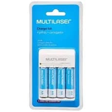 KIT CARREGADOR DE PILHAS AA e AAA + 4PILHAS AA RECARREGÁVEIS | BIVOLT | ECONÔMICO