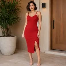 Vestido Midi de Alcinha Despunte Feminino Leve e Confortável