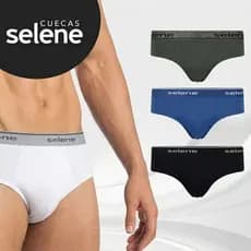 Kit 3 Cuecas Slip Selene Lisa Cós Elástico Algodão 11900