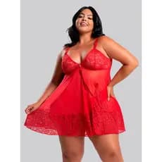 Camisola Feminina D encanto Sem Bojo Em Tule E Renda Com Calcinha Confortável Plus Size Aurora