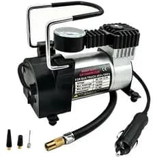 Compressor Veicular De Ar Portátil 12V Com Manômetro Encher Pneu Bike Carro Onibus 3 Bicos P Inflar