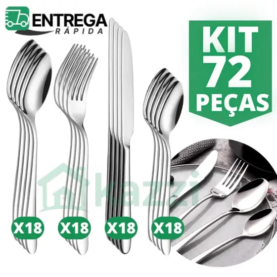 Jogo de Talhares 72 Peças Inox Faca Serra Colher De Sopa Garfo Colher De Sobremesa Jogo de Talheres