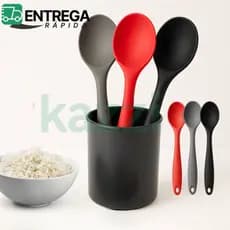Kit 3 ou 1 Peça Colher de Silicone 27,6cm Antiaderente Utensílios de Cozinha Jogo de Colheres de Arroz