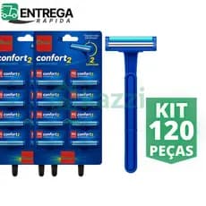Kit 120 Barbeador Masculino e Feminino Aparelho de Barbear Intimo Descartável com Fita Lubrificante