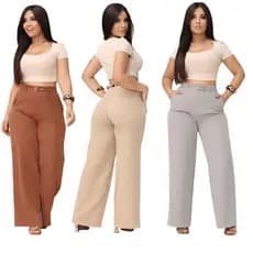 Calça Feminina Alfaiataria Pantalona Cintura Alta com Cinto Elegante Social Luxo Moda