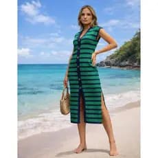Vestido Feminino Midi Tricot Longo Cavado Malha para Festa Moda  Praia Verão Blogueira Look Instagram