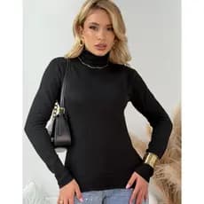 Blusa Cacharrel Feminina Lã Trico Tricot Gola Alta Lisa