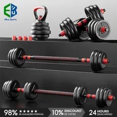Brinde: munhequeira Kit Dumbbell Halter 20kg Ajustável Academia Musculação Para Braço Costa Peitoral Treino exercicio