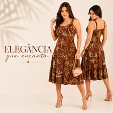 Vestido Feminino  Midi Estampado Em Crepe Elegante Leve Moda Casual  Social Alças Largas  Moda Verão