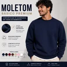 Blusa de Frio Moletom Unissex Sem Capuz Flanelado Moletom Gola Careca Inverno  Básico Premium