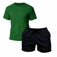 Conjunto Camiseta Masculina + Bermuda Tactel Estilo Praia Mauricinho Moda Casual Academia
