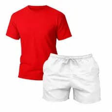 Kit Camiseta + Short Tectel Camisa 100% Algodão Bermuda Tactel Masculino Moda Praia ENVIO - IMEDIATO