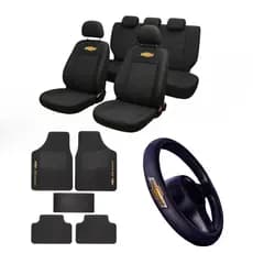 Capa Banco + Tapete + Volante com Logo Chevrolet Classic Cobalt Montana Meriva Vectra