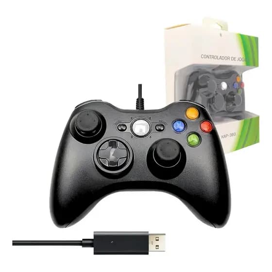 Controle Gamer Com Fio 2,10m Compatível Com Xbox 360